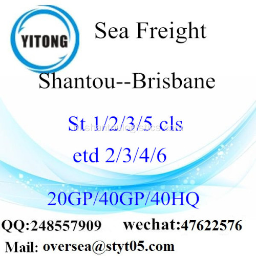 Shantou poort zeevracht verzending naar Brisbane